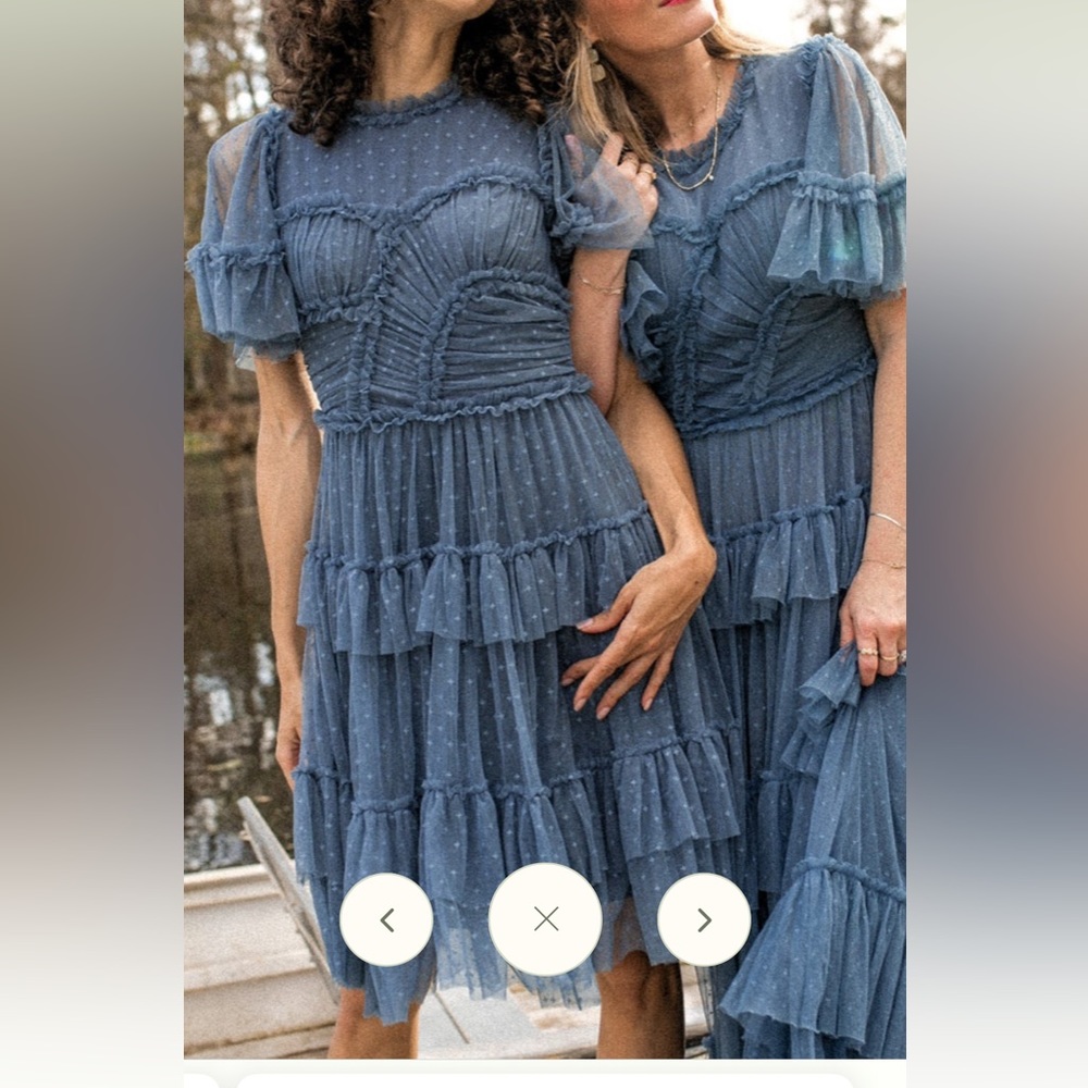 SHORT WHIMSICAL DRESS IN SLATE BLUE